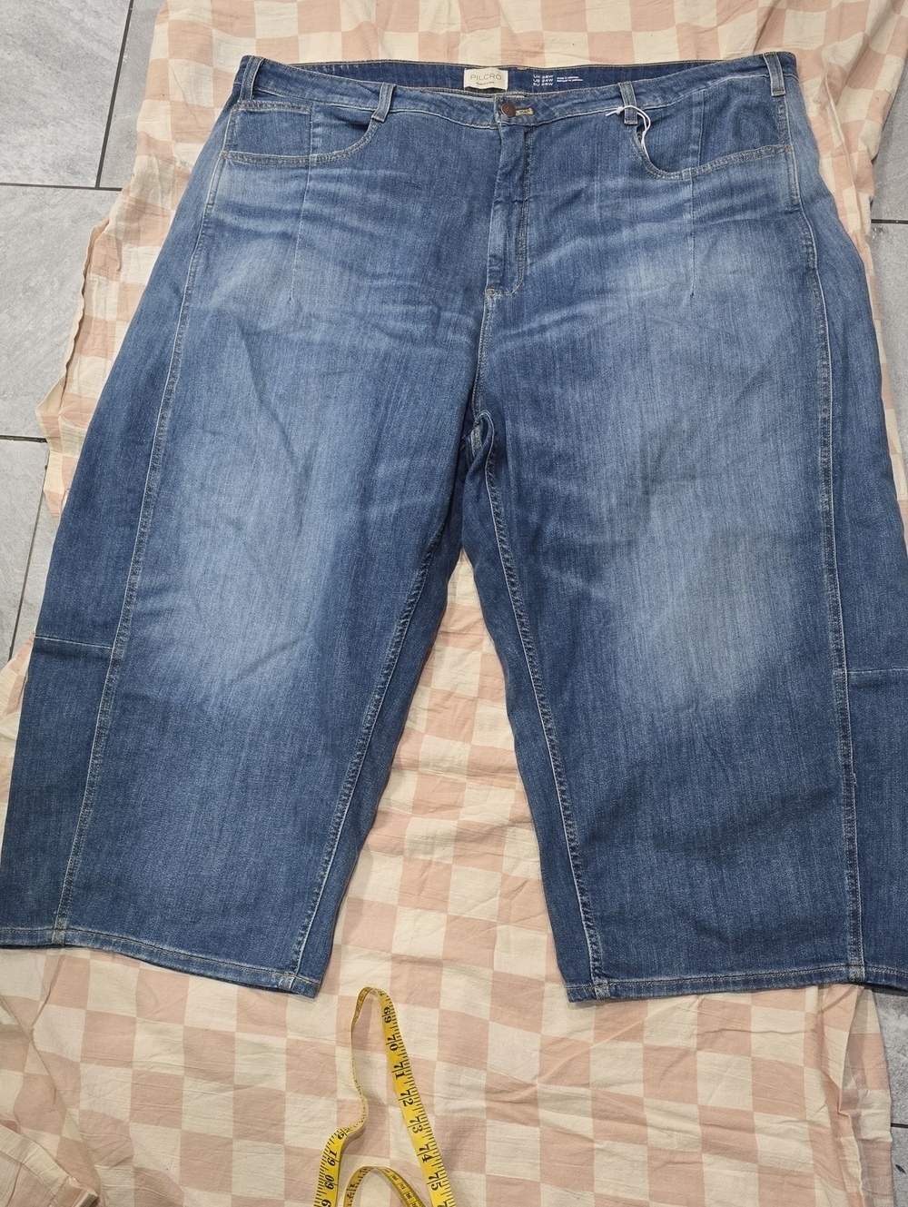 Pilcro Medium Blue Denim Shorts with Brass Button